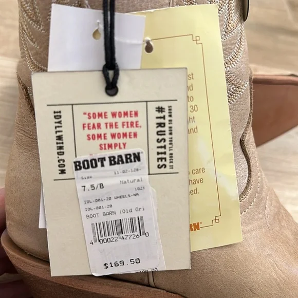 IDYLLWIND WHEELS NATURAL WESTERN BOOTIES - ROUND TOE-NWT - Picture 7 of 7